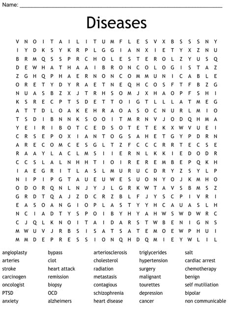 Disease and Disorder Word Search