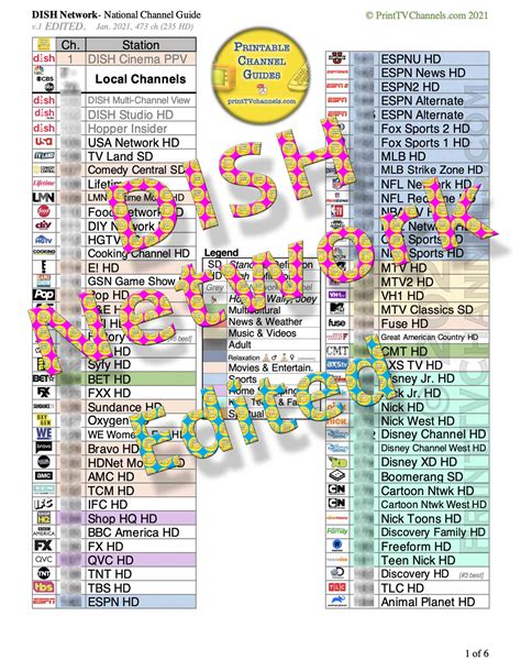 Dish Network Channel Guide Printable