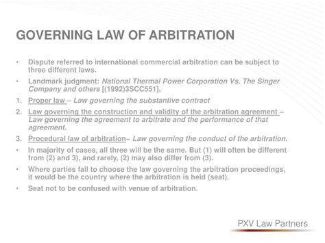 Dispute Resolution and Governing Law