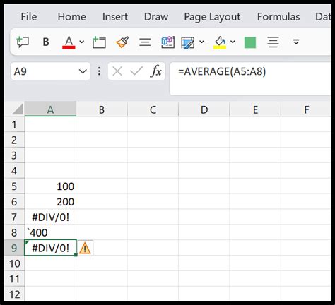 Div0 Errors in Average Formulas