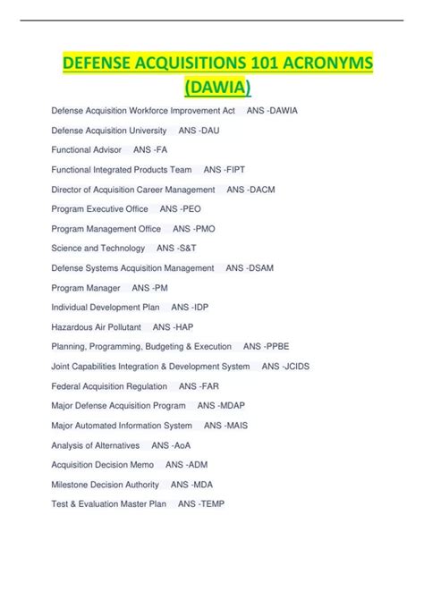 DoD Acquisition Acronyms