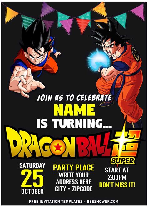 Dragon Ball Z Group Invitation Template