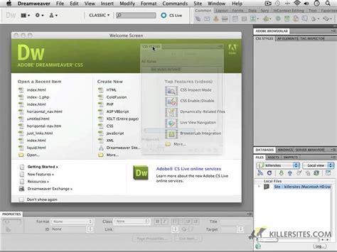 Dreamweaver Interface