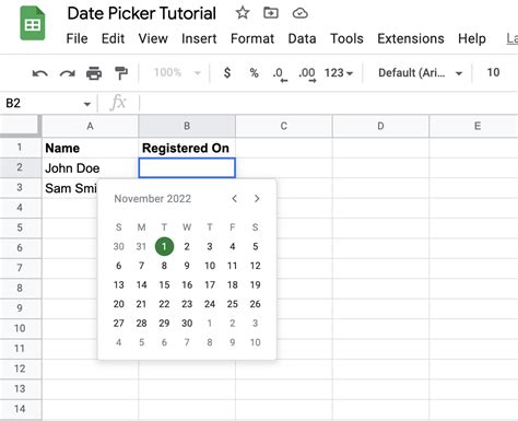 Drop Down Date Example 1