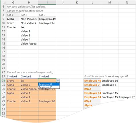 Drop Down Lists With PivotTables