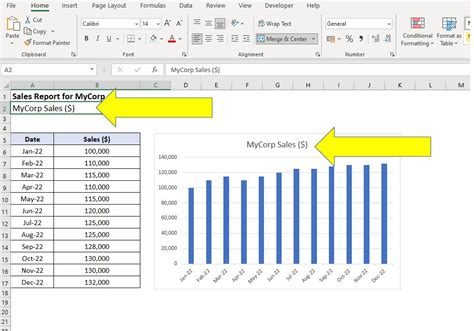 Dynamic Chart Titles Excel Example 1