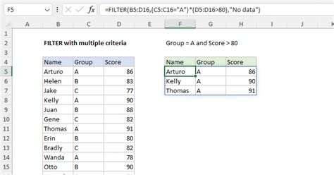 Dynamic Filters Multiple Criteria