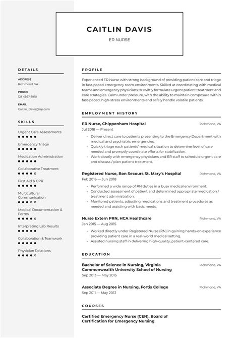 ER Nurse Resume Certifications