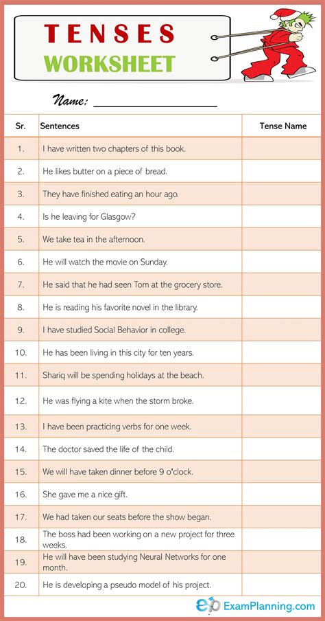 ESL Printable Grammar Worksheets for Verb Tenses