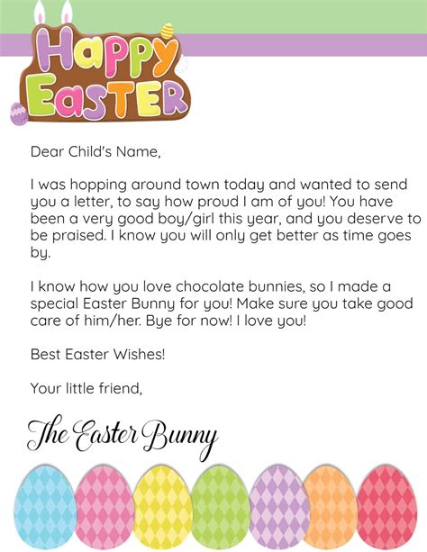 Easter Bunny Letter Example