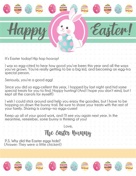 Easter Bunny Letter Printable Template