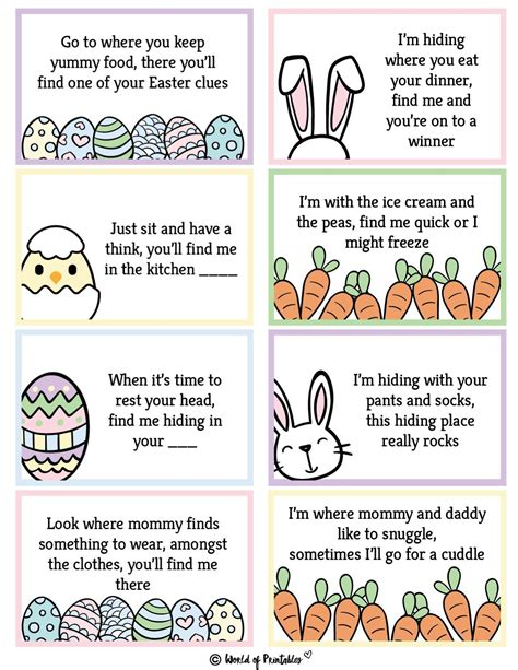 Easter Scavenger Hunt Clues