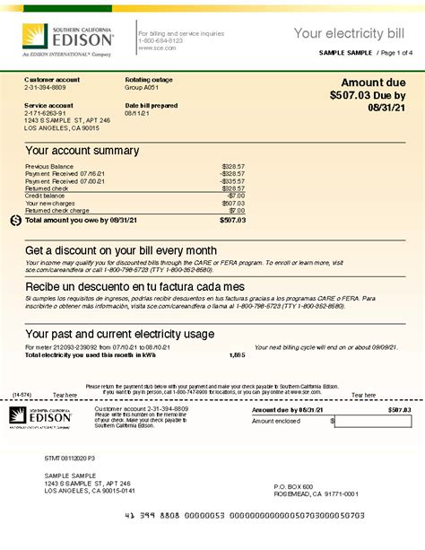 Edison Utility Bill Template