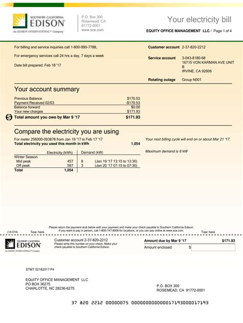 Edison Utility Bill Template Sample 2