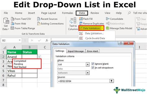 Edit Drop Down List Excel