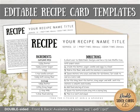 Editable Recipe Card Examples