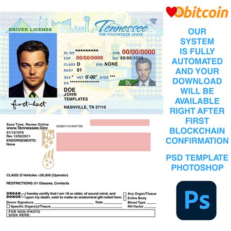 Editing Tennessee Driver's License Template