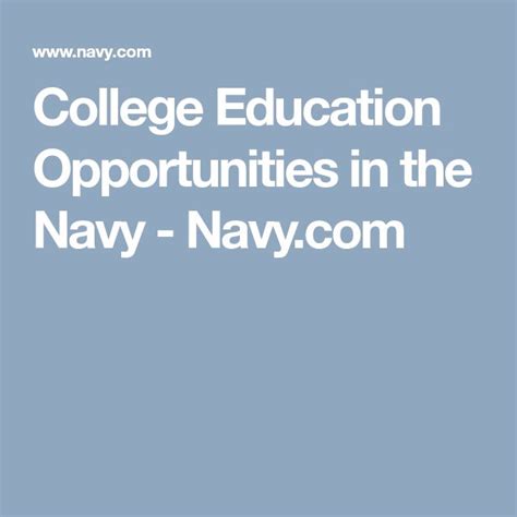 Education Opportunities in the Navy