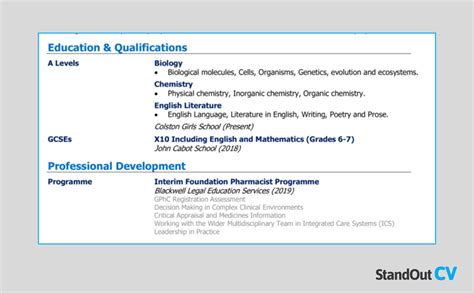 Education Section Example