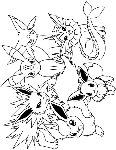 Eevee evolution coloring page