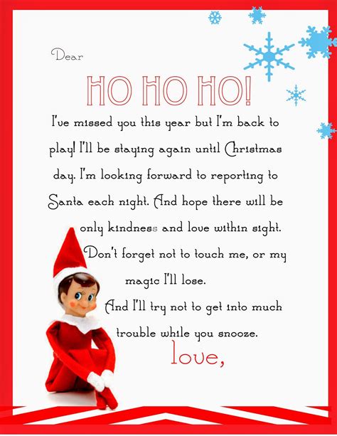 Elf on the Shelf letter ideas