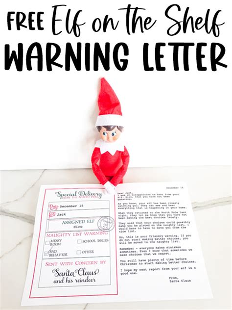 Elf on the Shelf Warning Letter Printable