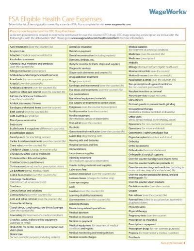 Eligible Expenses for FSA