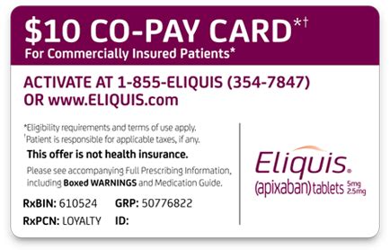 Eliquis Coupon Card