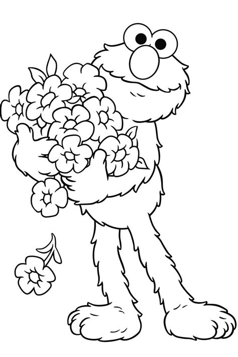 Elmo coloring page with blocks