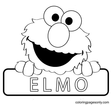 Elmo coloring page in a garden