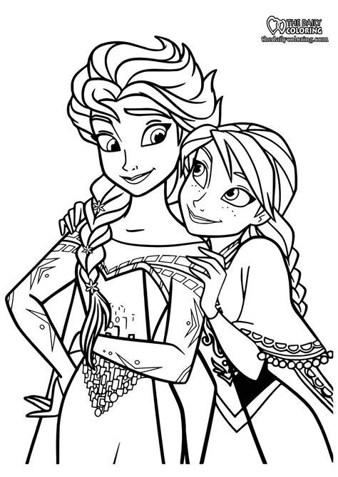 Elsa and Anna coloring page