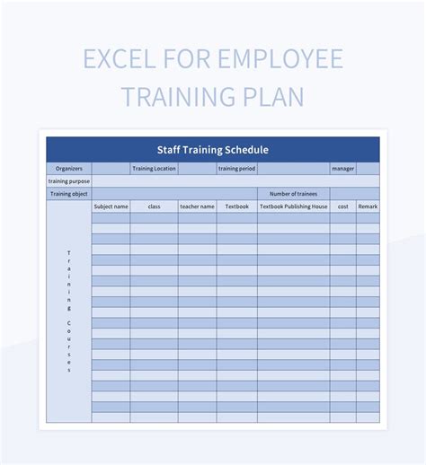 Employee Training Plan Template Excel