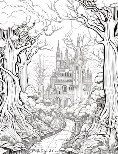 Enchanted Forest Coloring Page for Imagination and Creativity