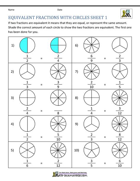 Equivalent Fractions Worksheet