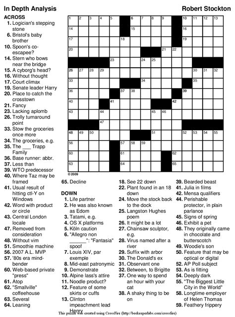 Eugene Sheffer Crossword Printable