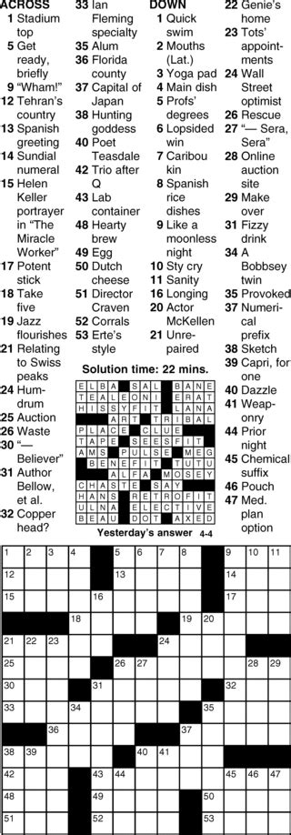 Eugene Sheffer Crossword Puzzle