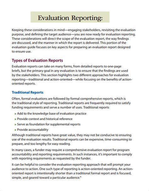 Evaluation Report Examples