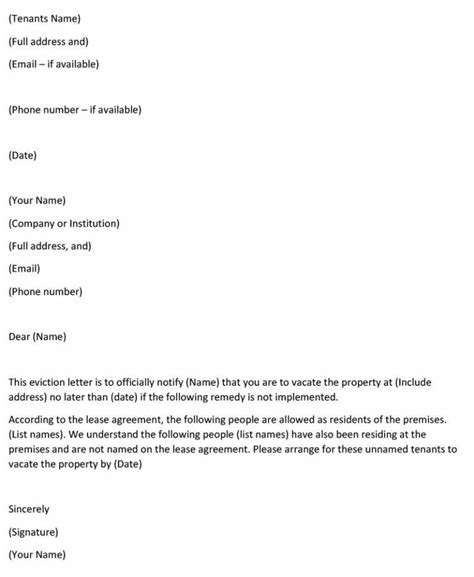 Eviction Letter Template Word Sample 6