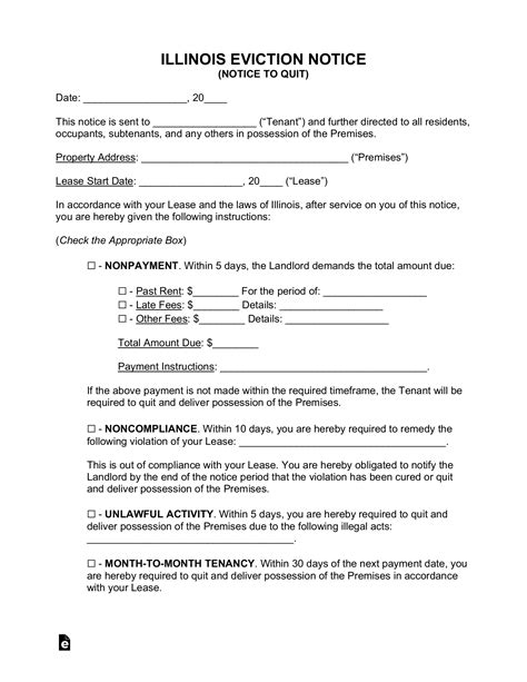 Eviction Notice Template Illinois