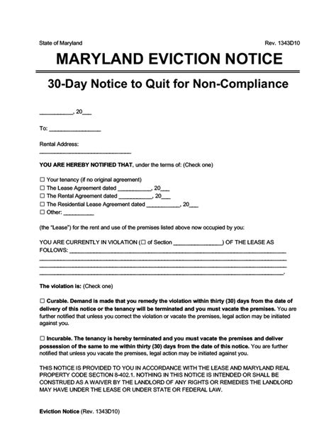 Eviction Notice Template Maryland PDF