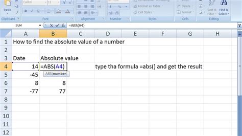 Excel Absolute Value