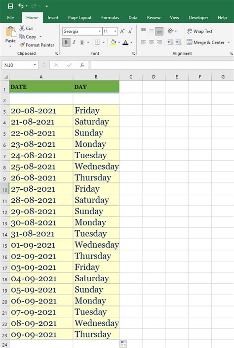 Excel AutoFill Feature