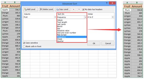 Excel AutoSort Feature