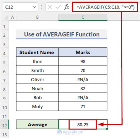 Excel Average Ignore Div/0 Method 2