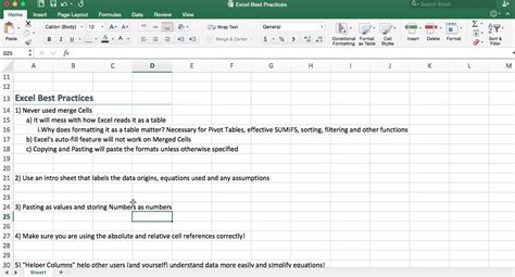 Excel Best Practices