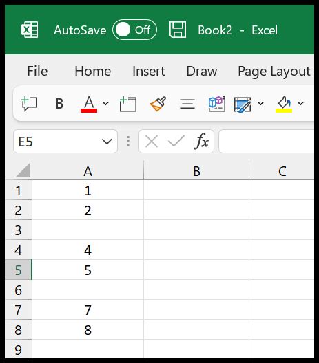 Excel Blank Cells Example