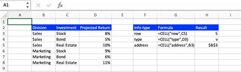 Using the CELL Function in Excel