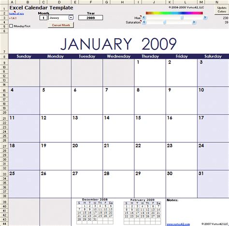 Excel Calendar Templates Free