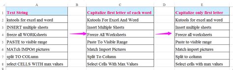 Excel Capitalization in Headings