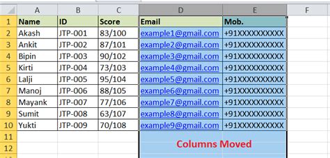 Excel Column Rearrangement Methods